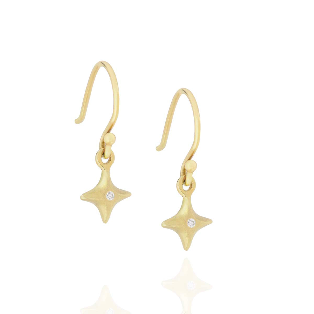 18ct gold and diamond rian drop earrings, handmade in Dublin by Rachel Swan Goldsmith