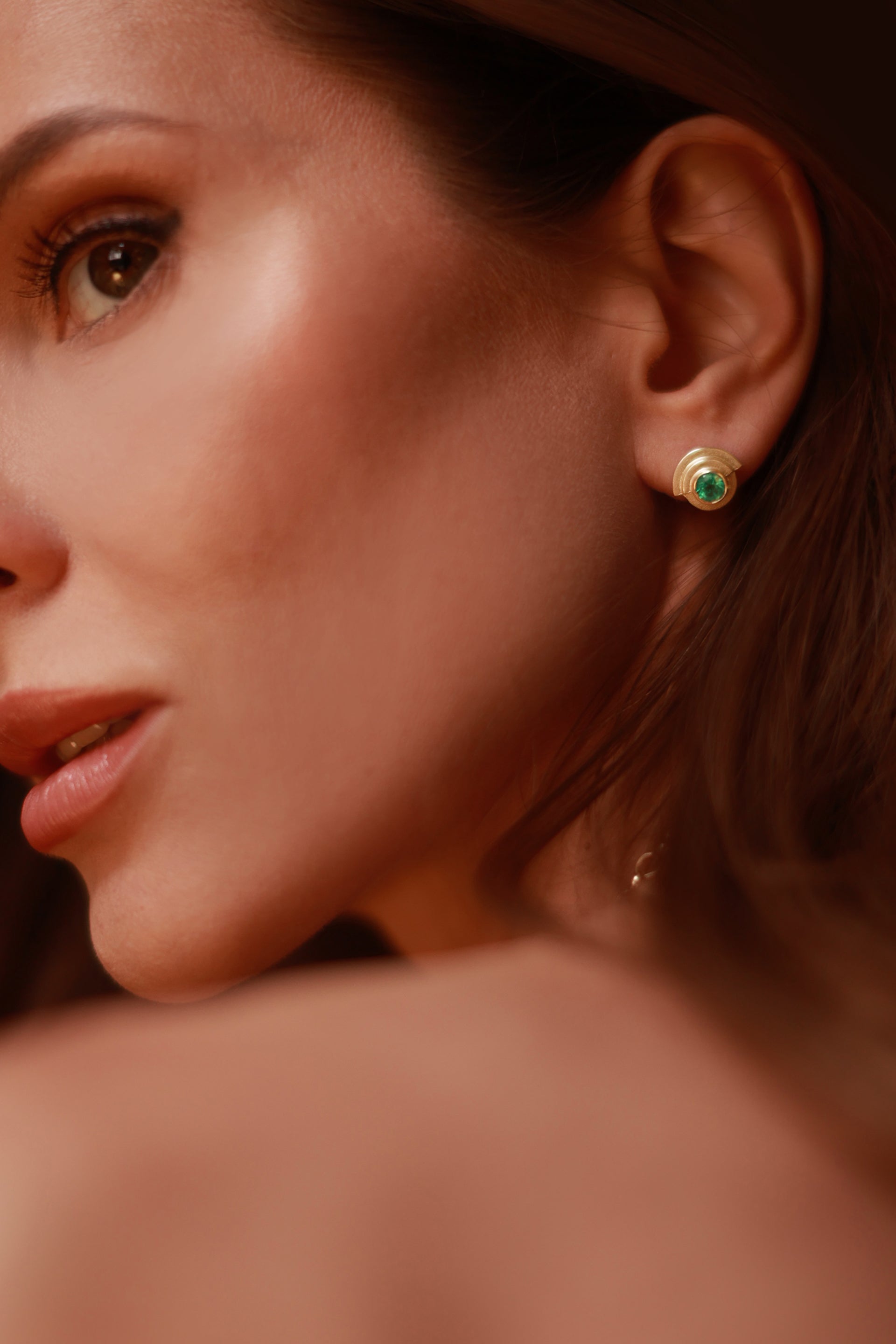 Emerald Deco Stud Earrings image 1