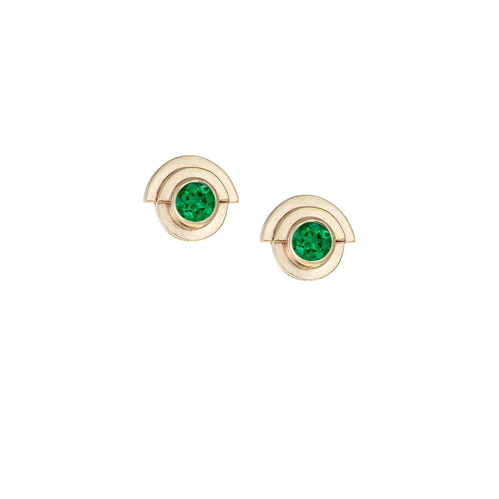 Emerald Deco Stud Earrings image 0