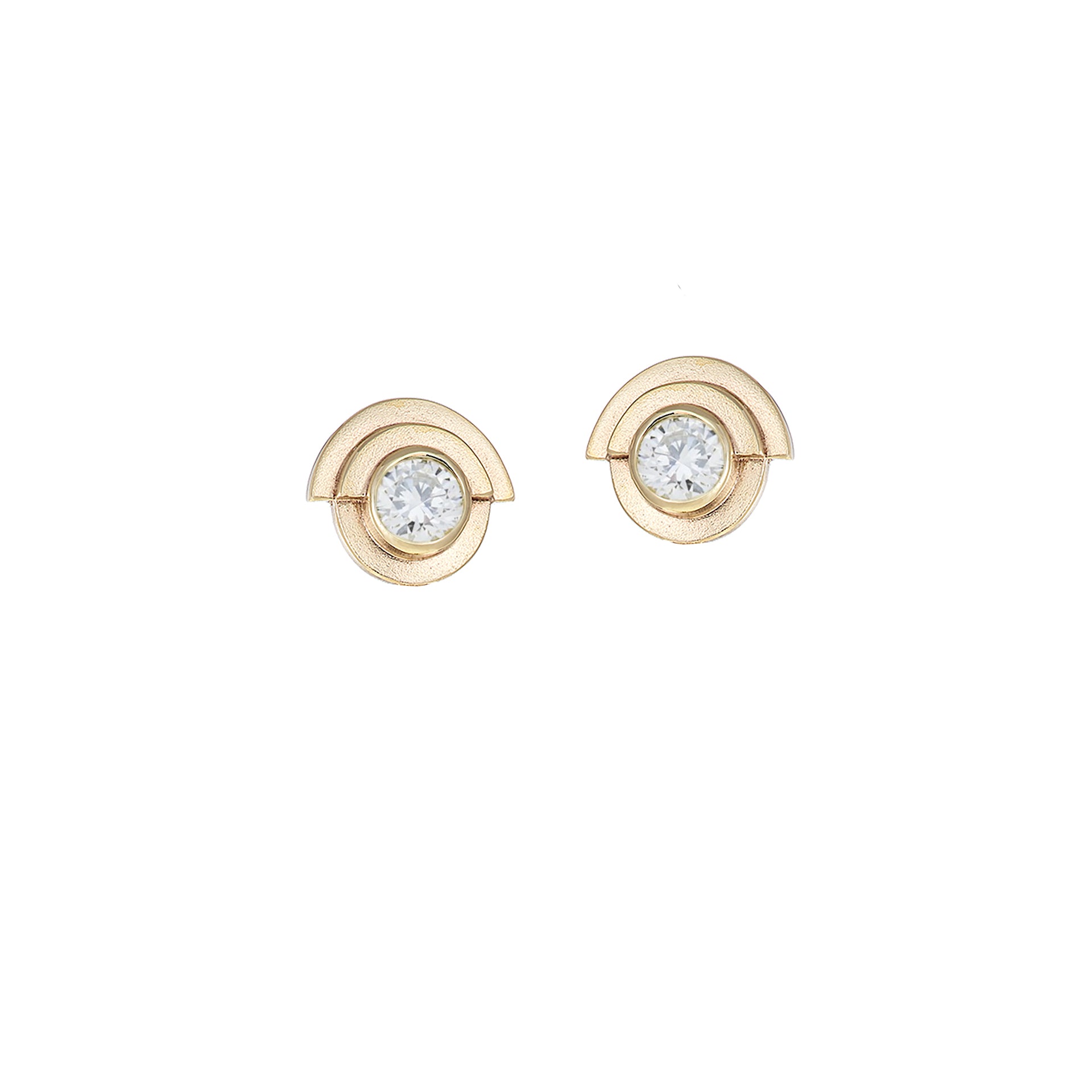 GOLD AND DIAMOND EARRINGS - DECO STUD EARRINGS image 0