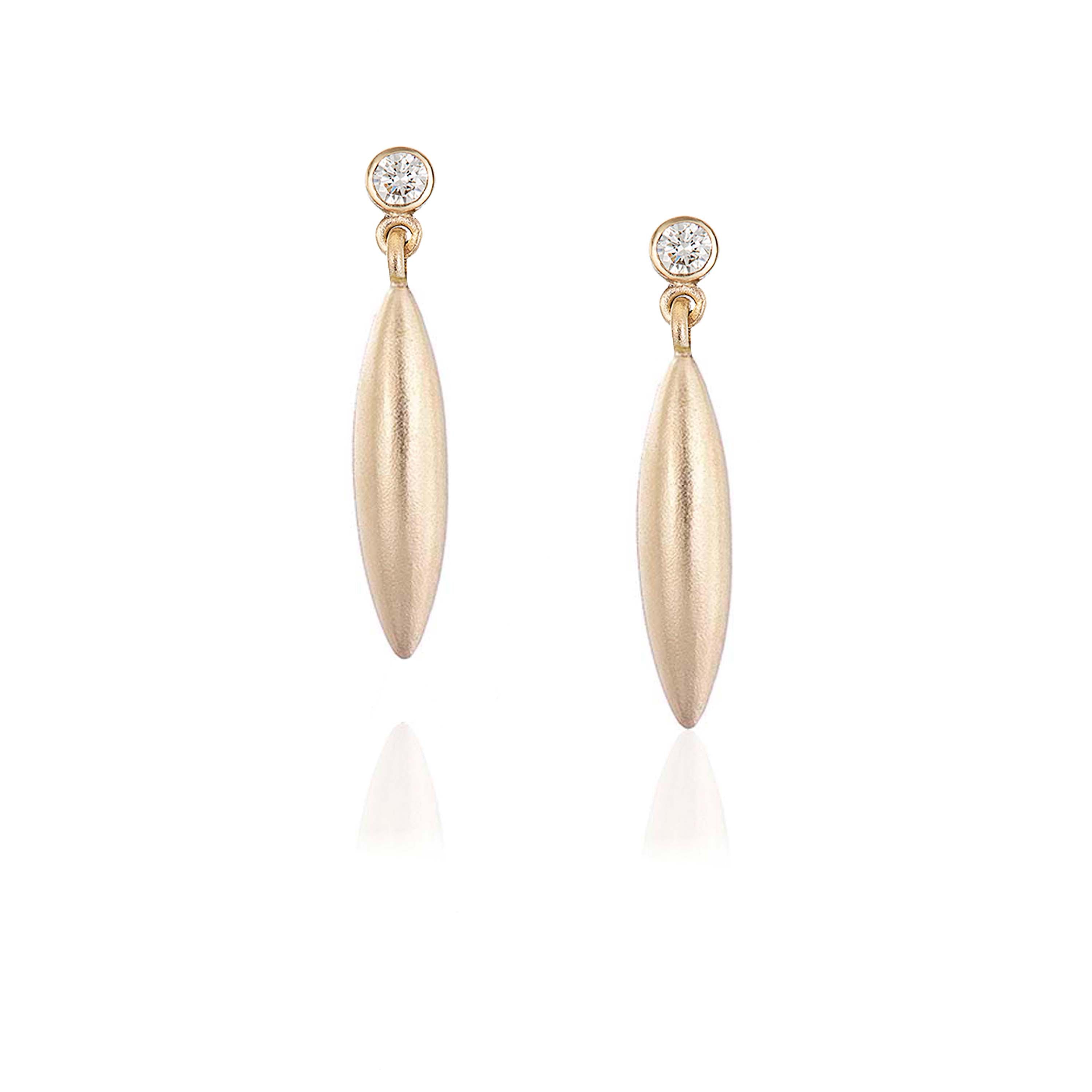 GOLD & DIAMOND DROPLET EARRINGS image 0
