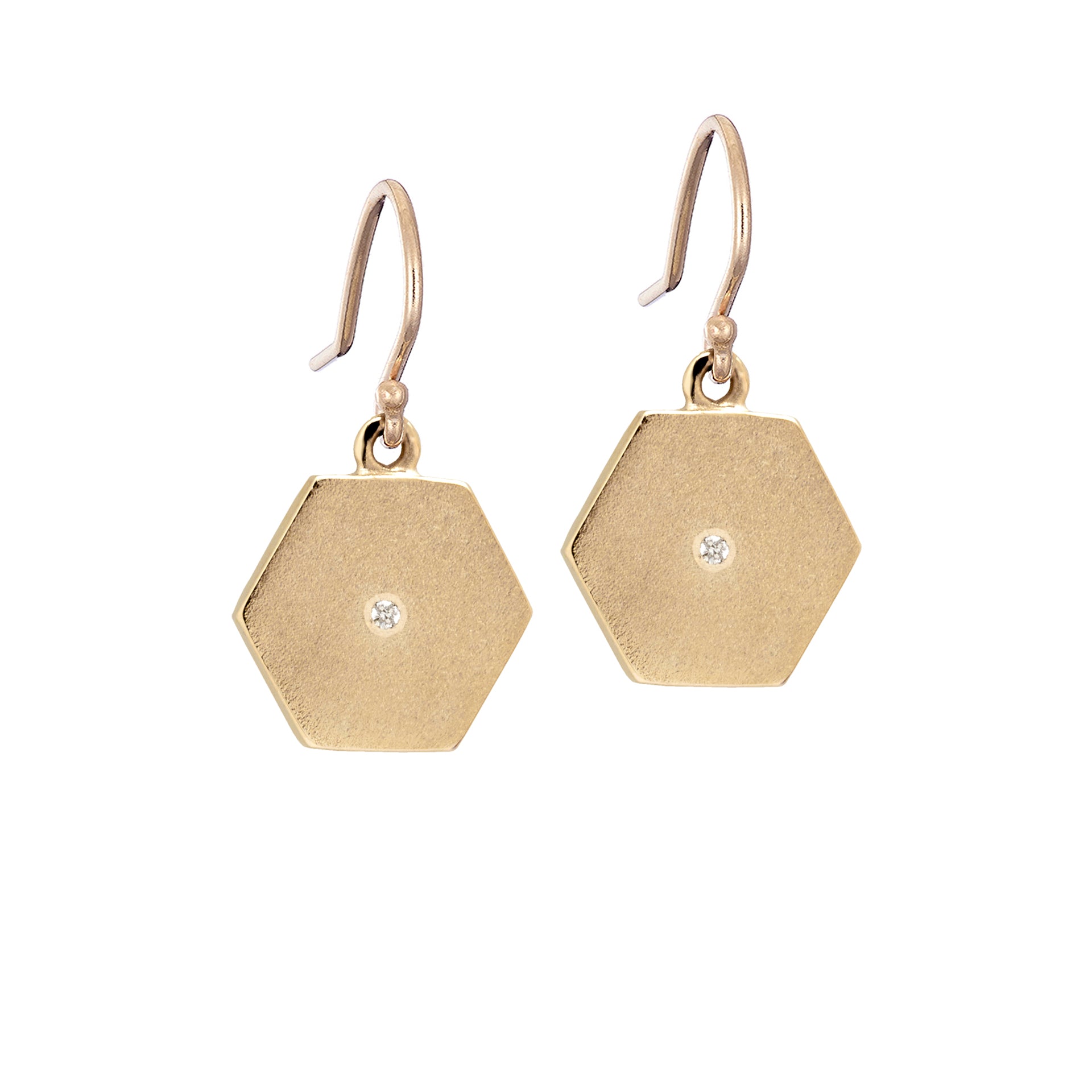 HEXAGON GOLD AND DIAMOND EARRINGS- LARGE image 0