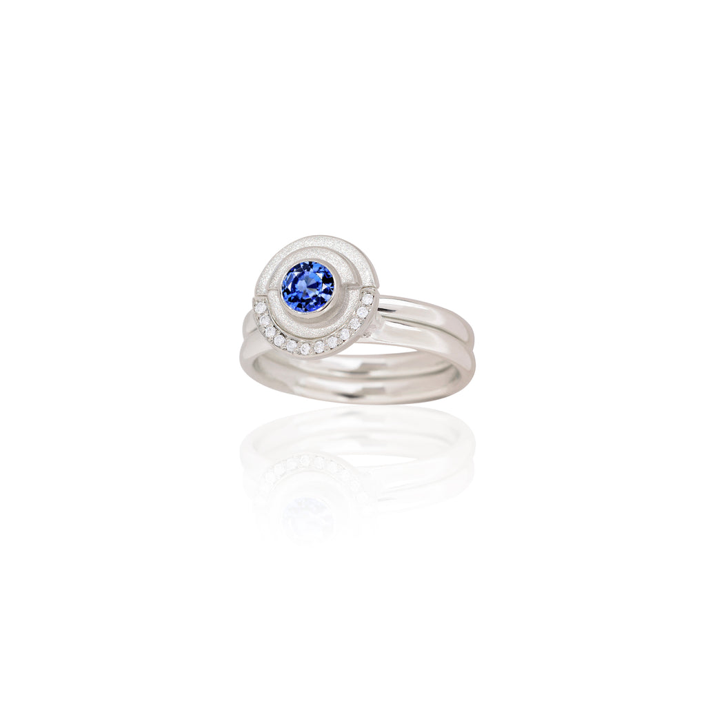 SAPPHIRE RING, WHITE GOLD DECO RING SET image 1