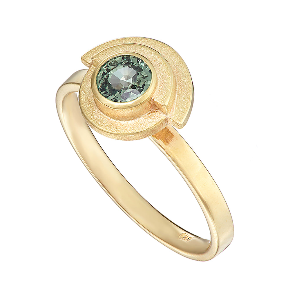 Green Sapphire Deco Ring