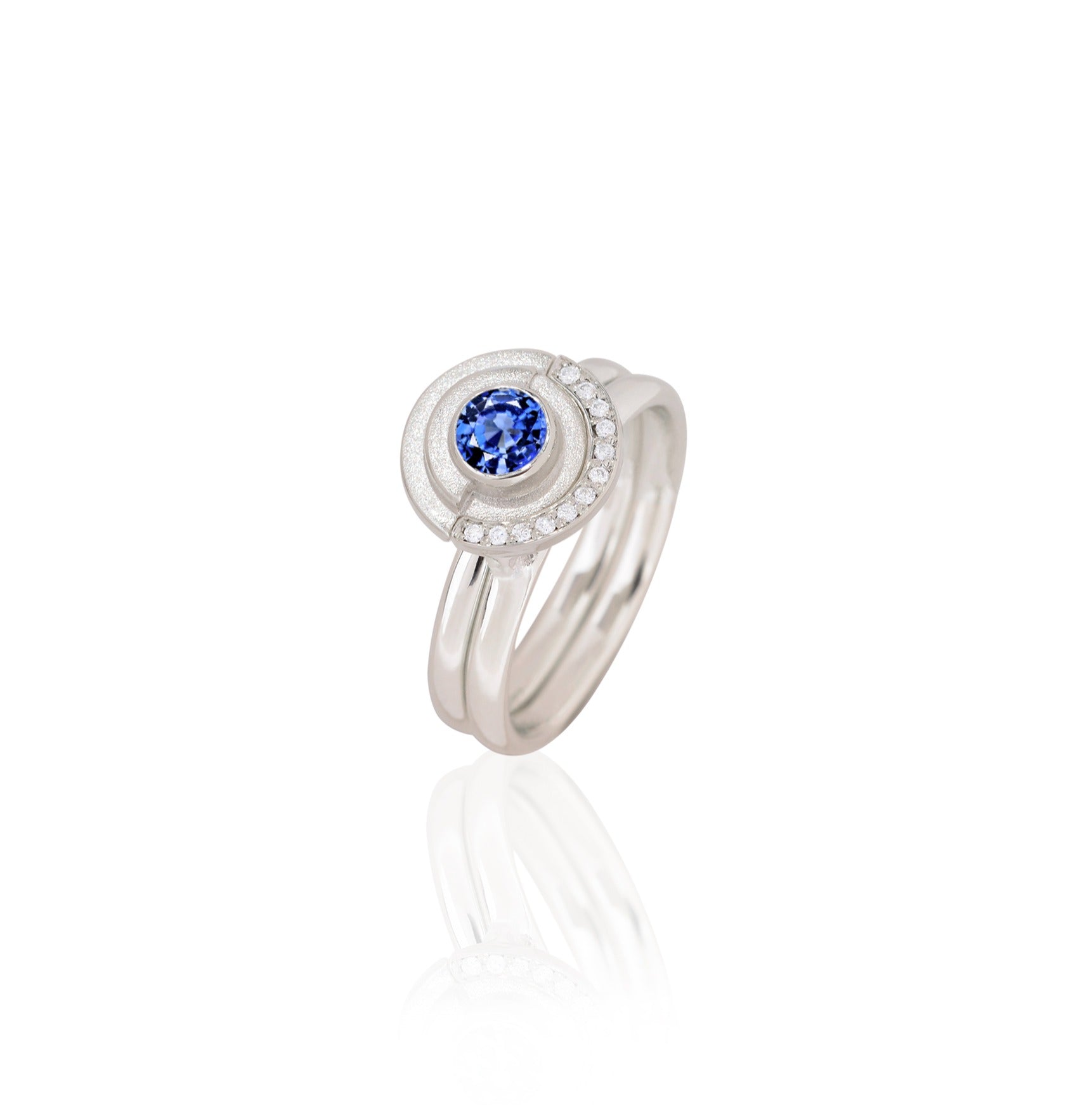 SAPPHIRE RING, WHITE GOLD DECO RING SET image 0
