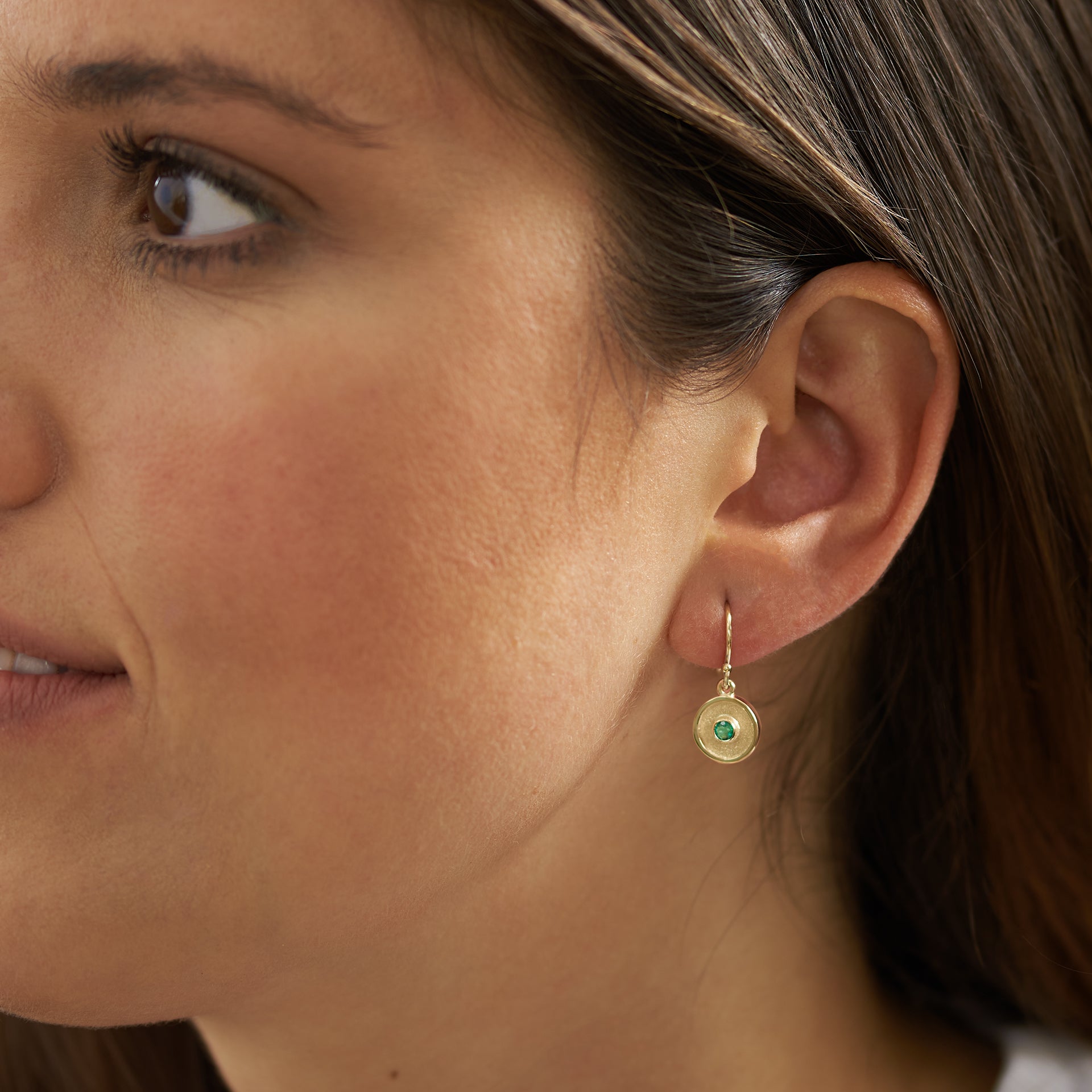 EMERALD DROP AMULET EARRINGS image 1