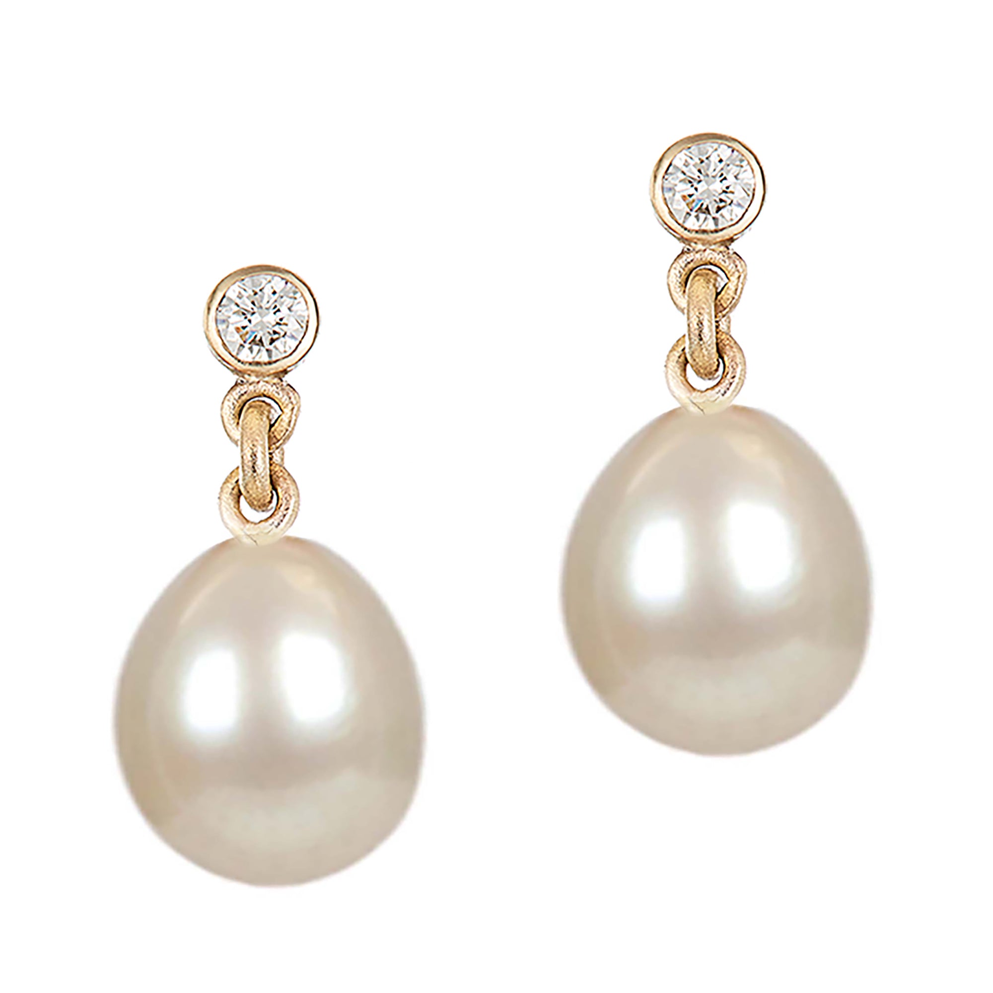Diamond & Pearl Drop Earrings