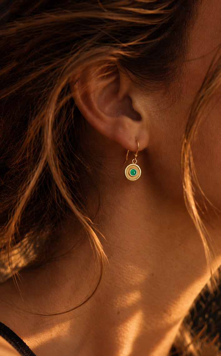 Emerald Amulet Drop Earrings