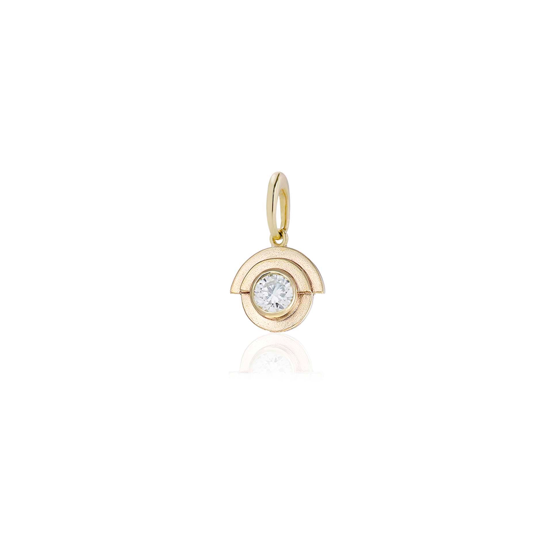 Gold and diamond art deco style charm, handmade in Dublin by Rachel Swan Goldsmith