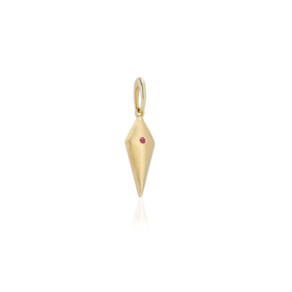 gold ruby aegis charm , handmade in Dublin by Rachel Swan Goldsmith