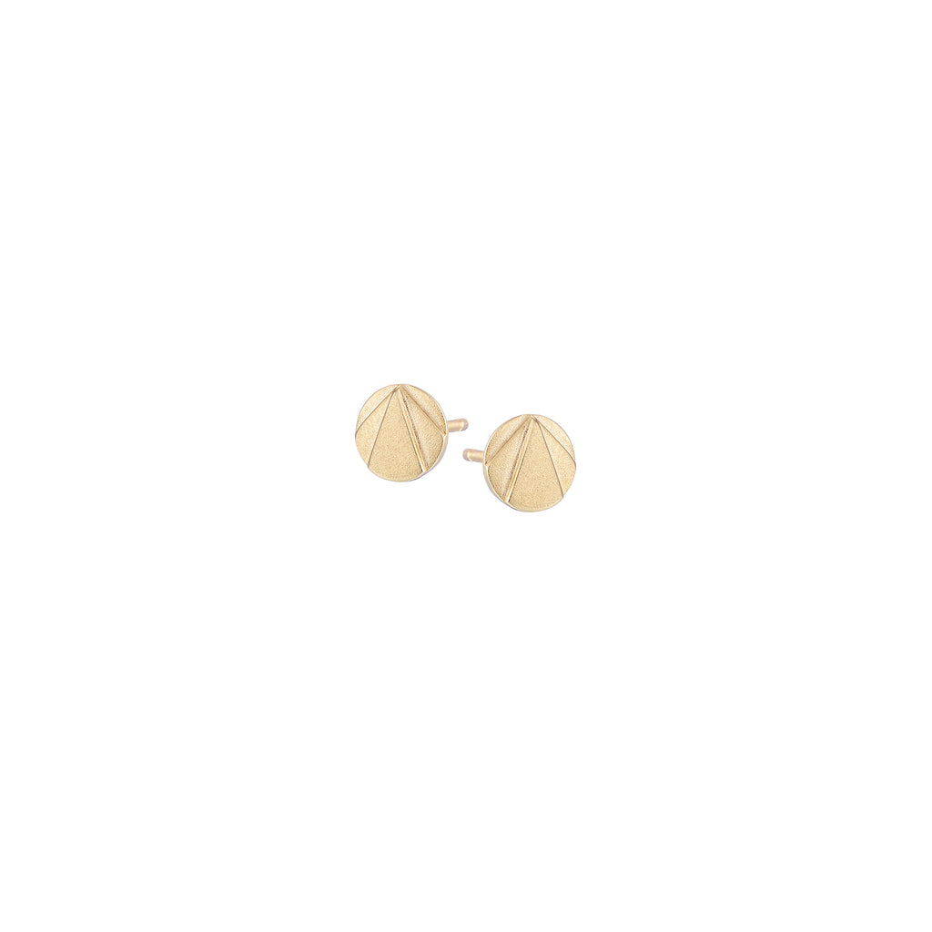 gold stud earrings, handmade in Dublin by Rachel Swan Goldsmith