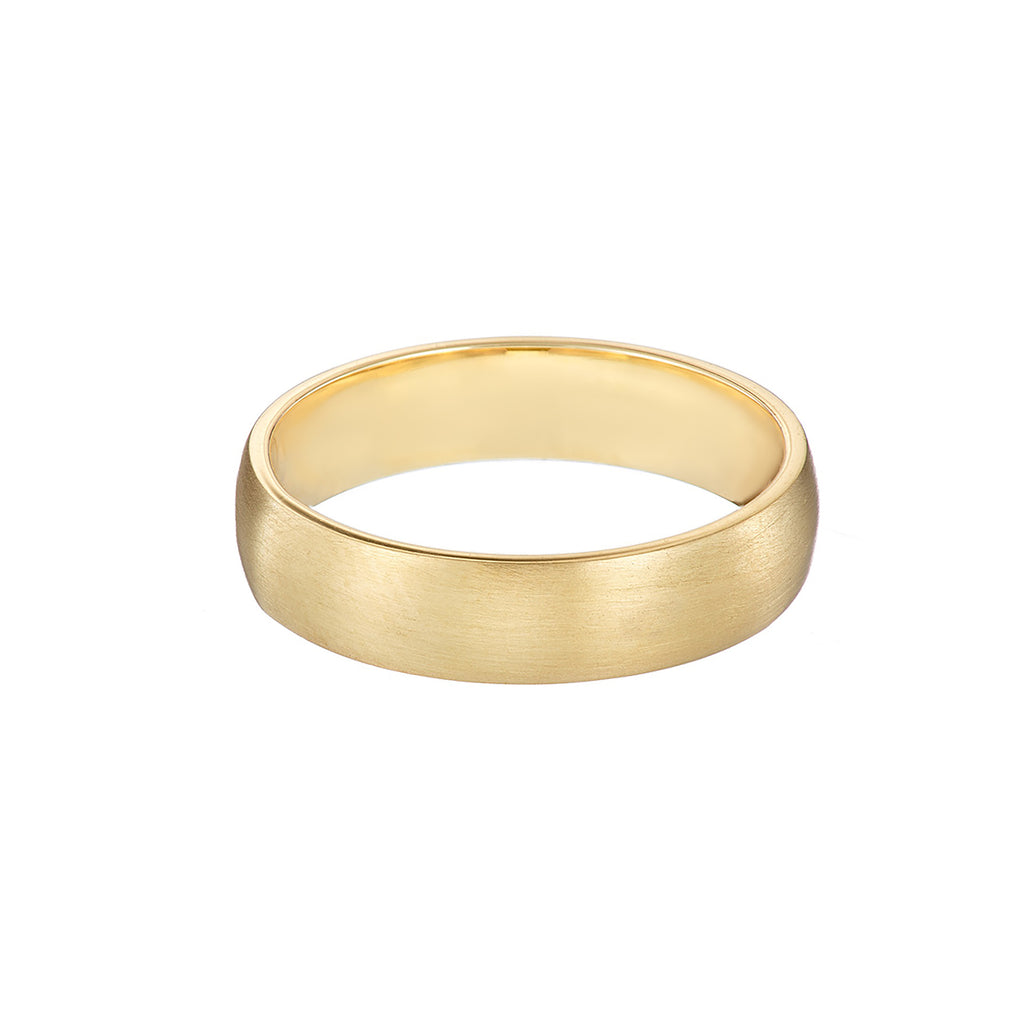 gold wide wedding ring, handmade in Dublin by Rachel Swan Goldsmith