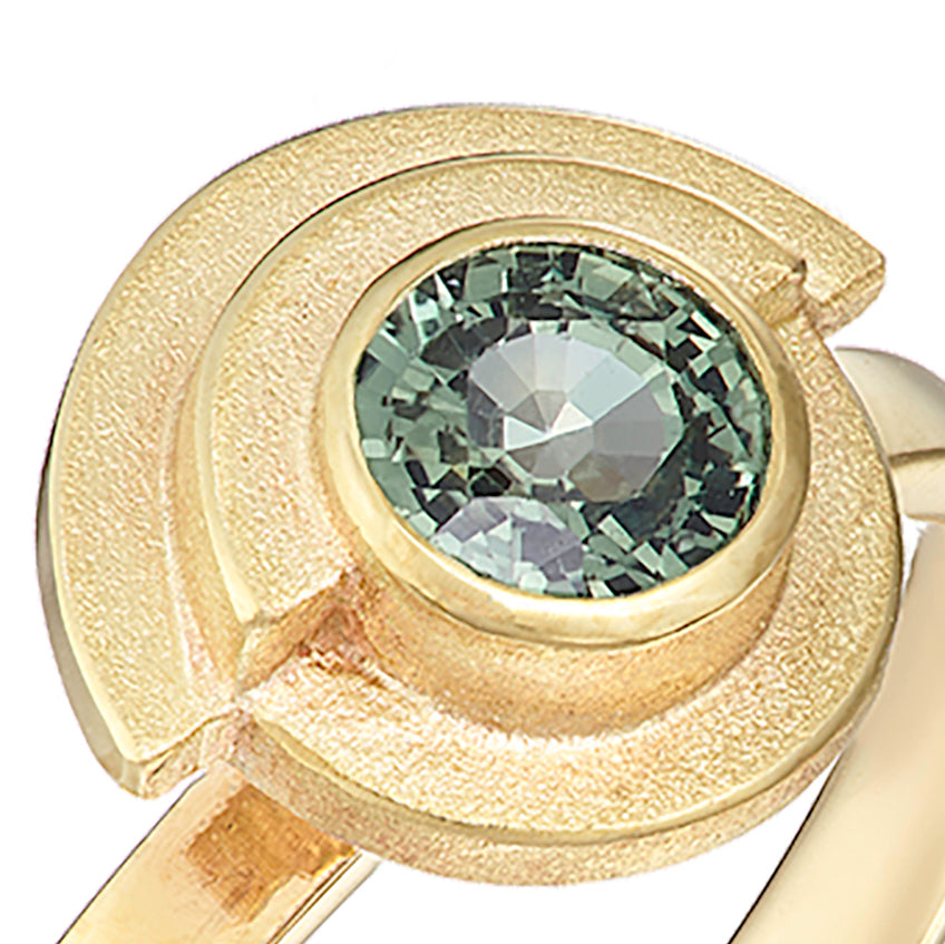 Green Sapphire Deco Ring