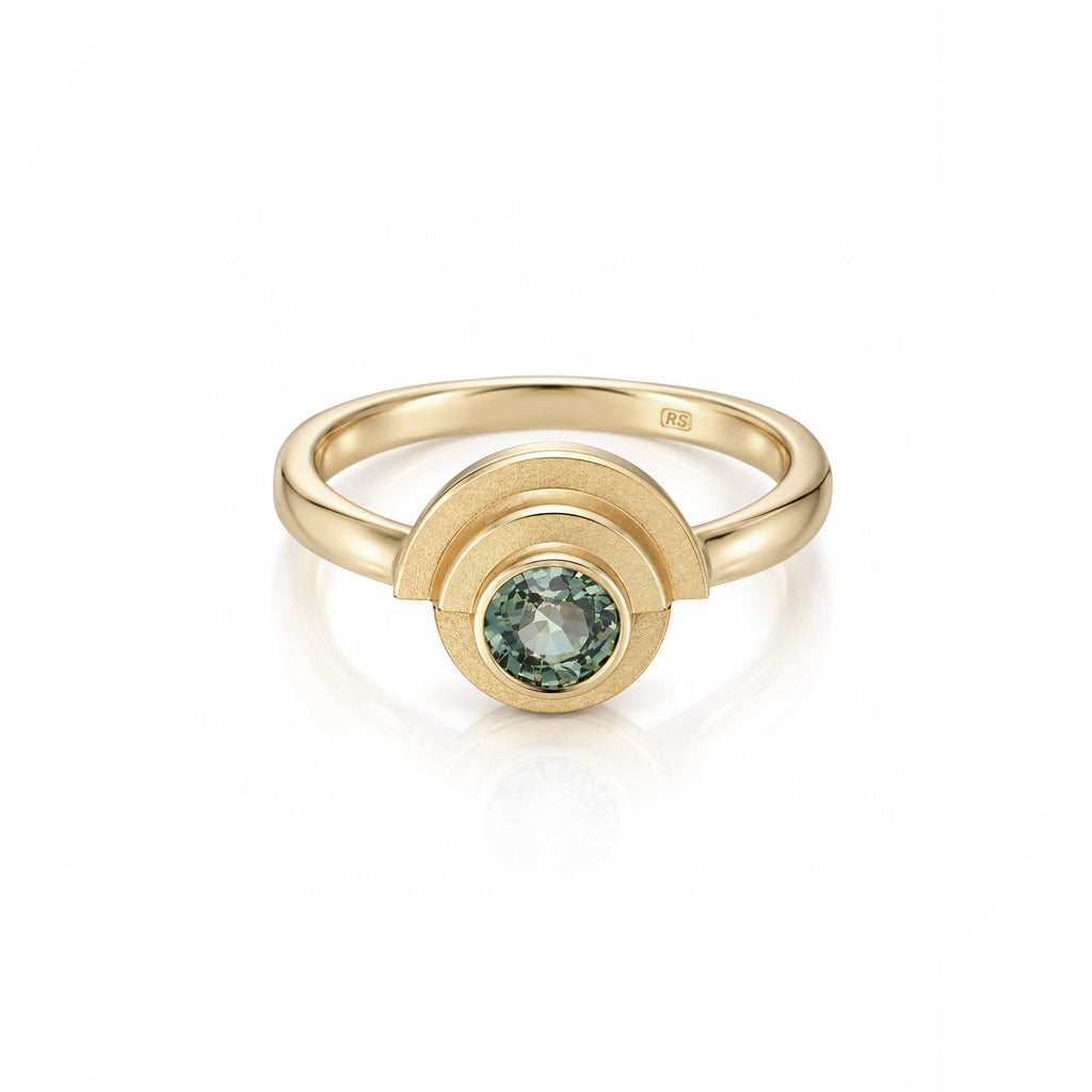 Green Sapphire Deco Ring