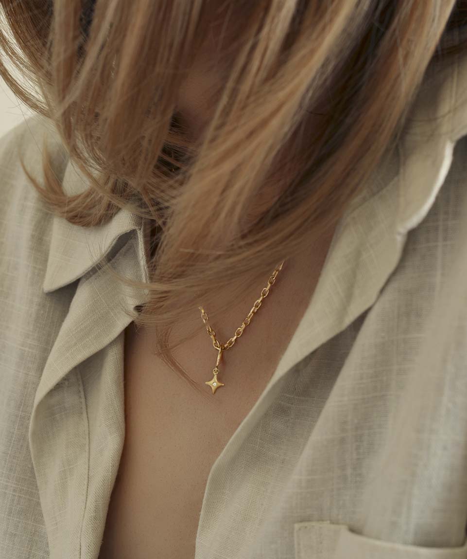 18ct gold and diamond mini Rian charm, handmade in Dublin by Rachel Swan Goldsmith