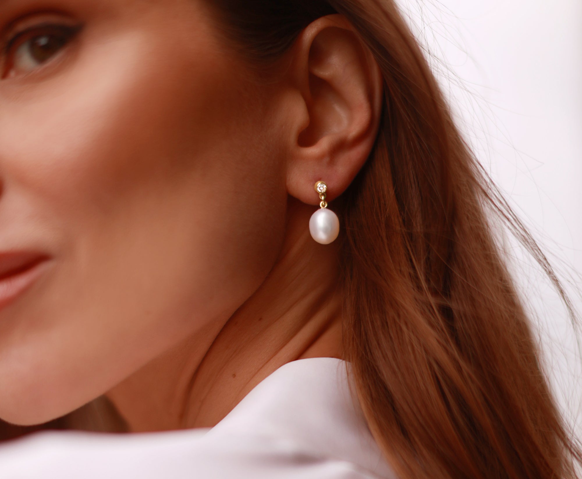 Diamond & Pearl Drop Earrings