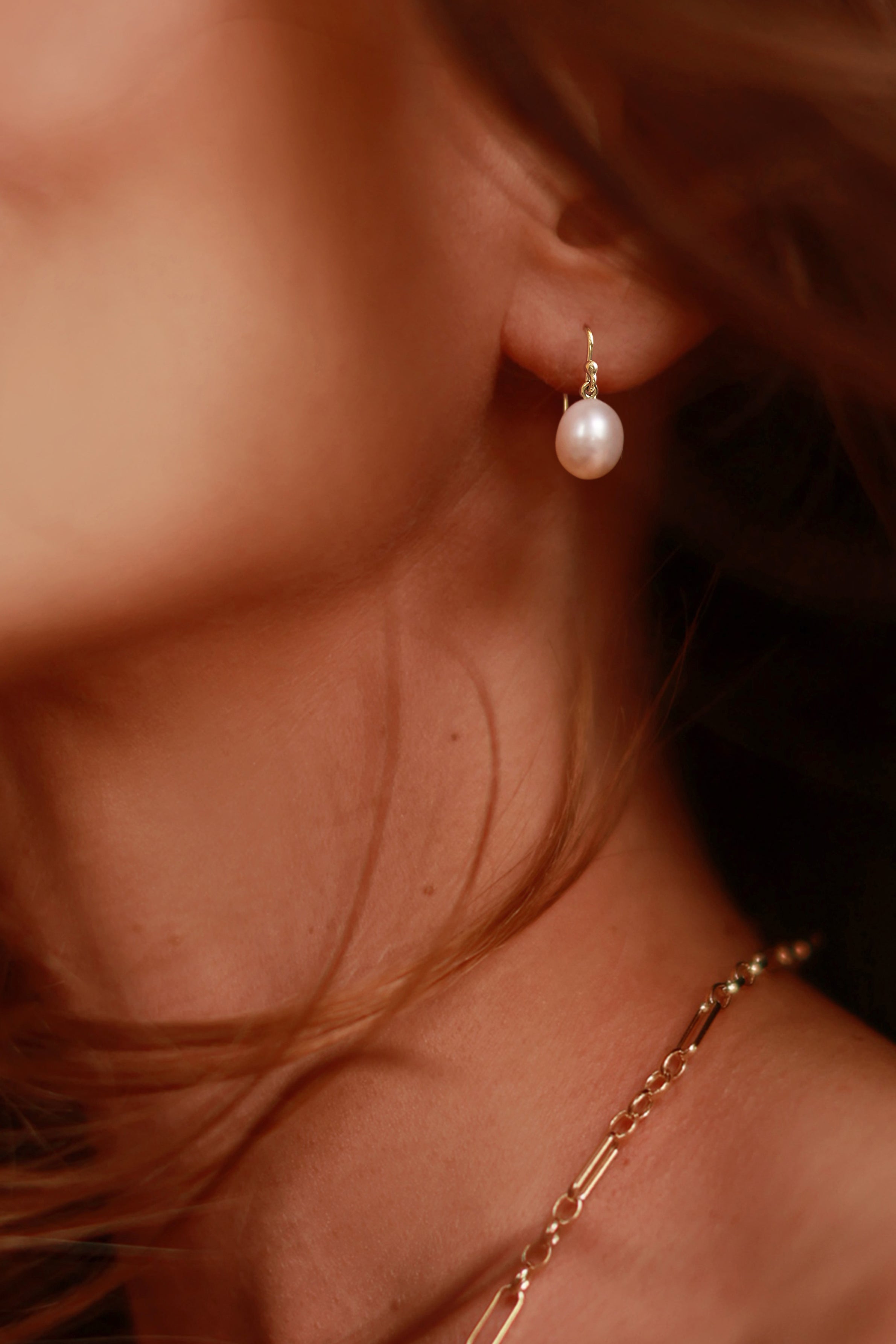 Oval Pearl Drop Earrings